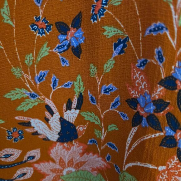 Anthropologie Floral Chiffon Blouse Ruffled Neckline Metal Buttons Size XXS - Picture 11 of 13